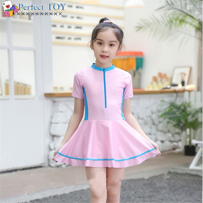 Đồ Bơi Một Mảnh Tay Ngắn Cho Bé Gái Từ 3-11 Tuổi