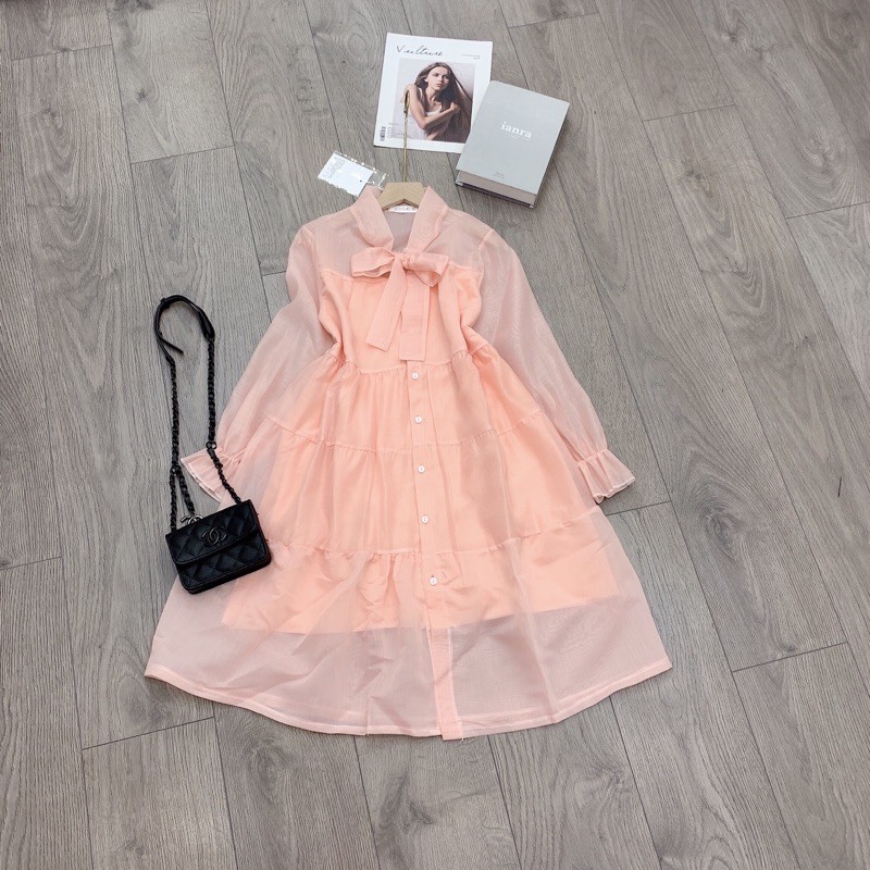 Đầm xoè tầng babydoll nơ cổ siêu yêu (Ảnh thật và video trải sàn) | BigBuy360 - bigbuy360.vn