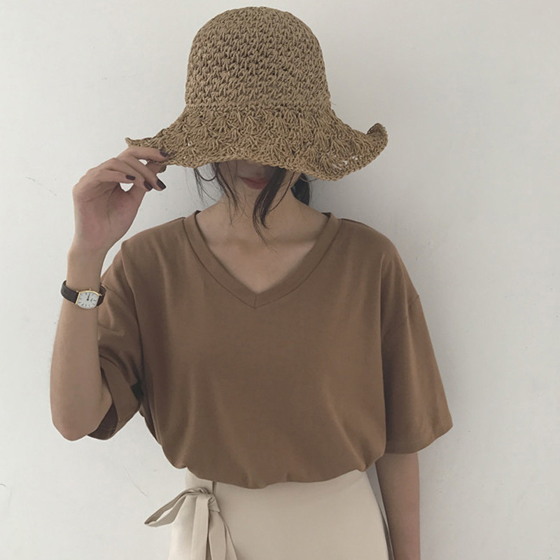 Áo thun NRVP tay ngắn màu trơn thời trang mùa hè xinh xắn 2021 cho nữ