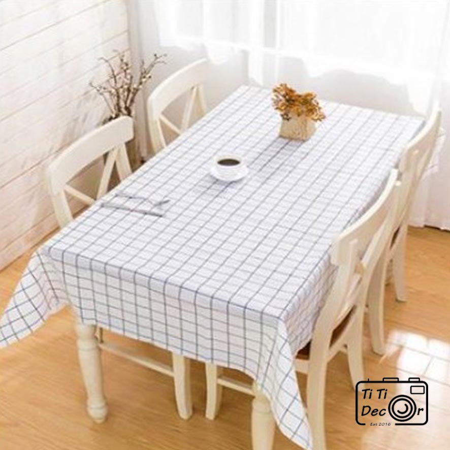 khăn trải bàn caro TiTi decor, khăn trải bàn vintage màu pastel chống thấm nước