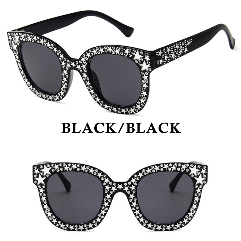 Fashion Desgin Star Star Square Women Sunglasses UV400 Protection Free Bag+Cloth