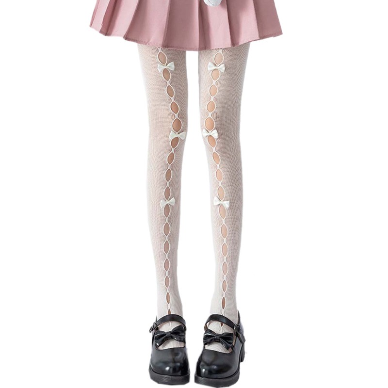 Quần tất lưới đính nơ phong cách lolita cho nữ