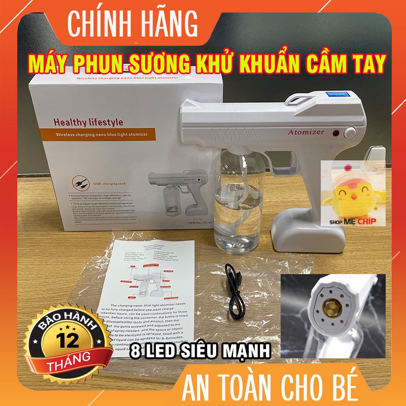 Máy Khử Khuẩn Nano Cầm Tay Atomizer 8 Led ❤️BẢO HÀNH 12 THÁNG❤️ Súng Phun Xịt Khuẩn Khử Trùng Nano An Toàn Tiện Lợi