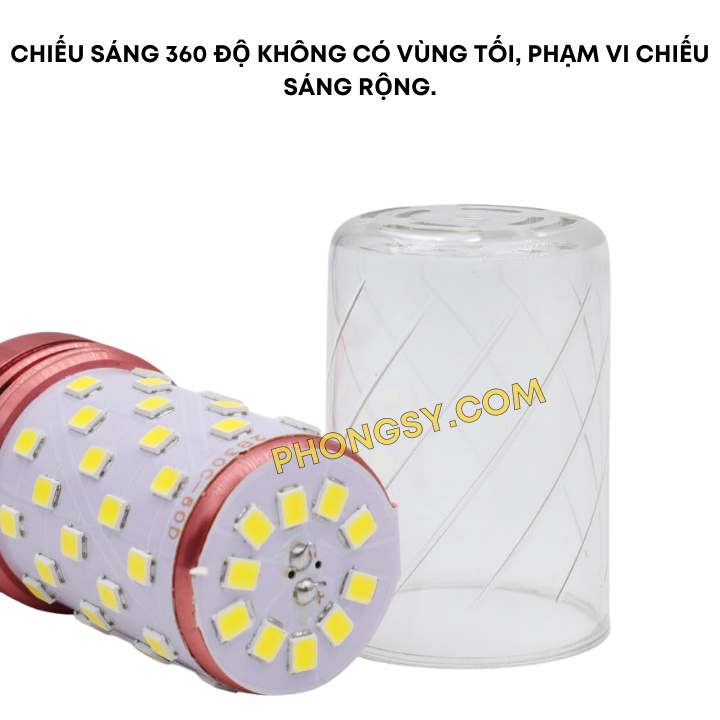 Bóng đèn LED siêu sáng hình bắp ngô đui xoáy E27/16W ánh sáng trắng, vàng.