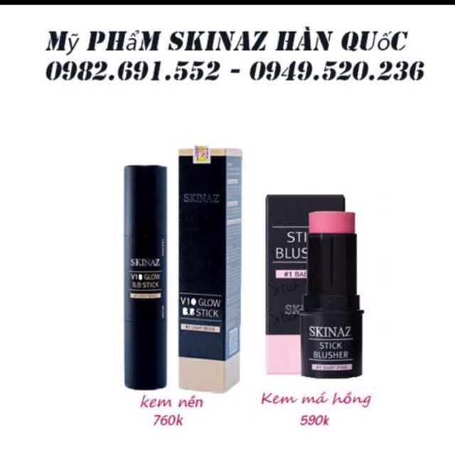 Kem nền bbstick và kem má hồng dạng thỏi Skinaz Hàn Quốc