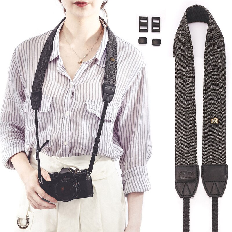 Dây đeo máy ảnh làm từ cotton 100% phong cách vintage cho Sony DSLR