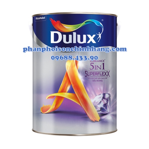 Sơn nước nội thất siêu cao cấp DULUX AMBIANCE 5 IN 1 SUPERFLEXX DIAMOND GLOW Siêu bóng - Z611B (5L)