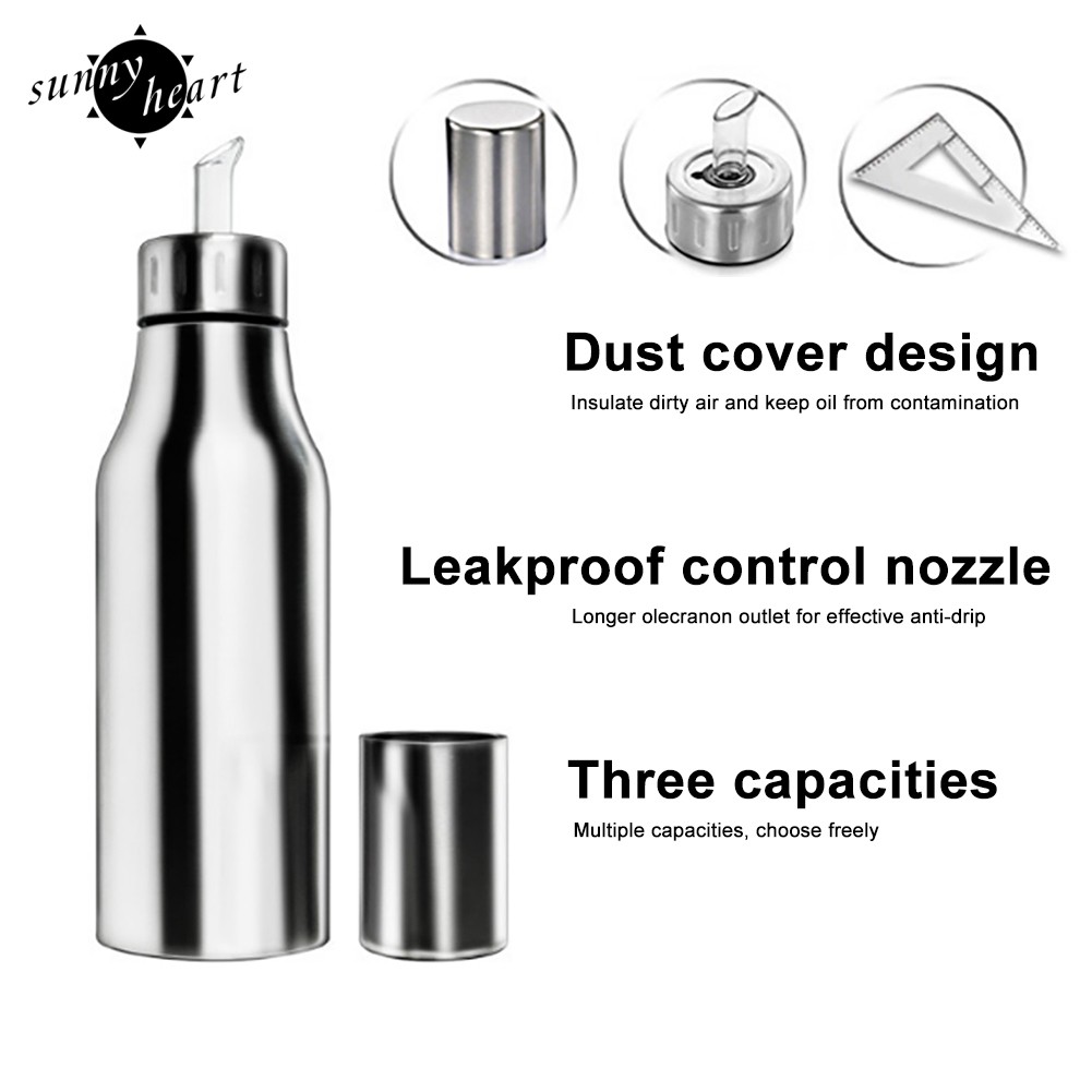 Kitchen Stainless Steel Leakproof Cooking Oil Dispenser Bottle Vinegar Cruet