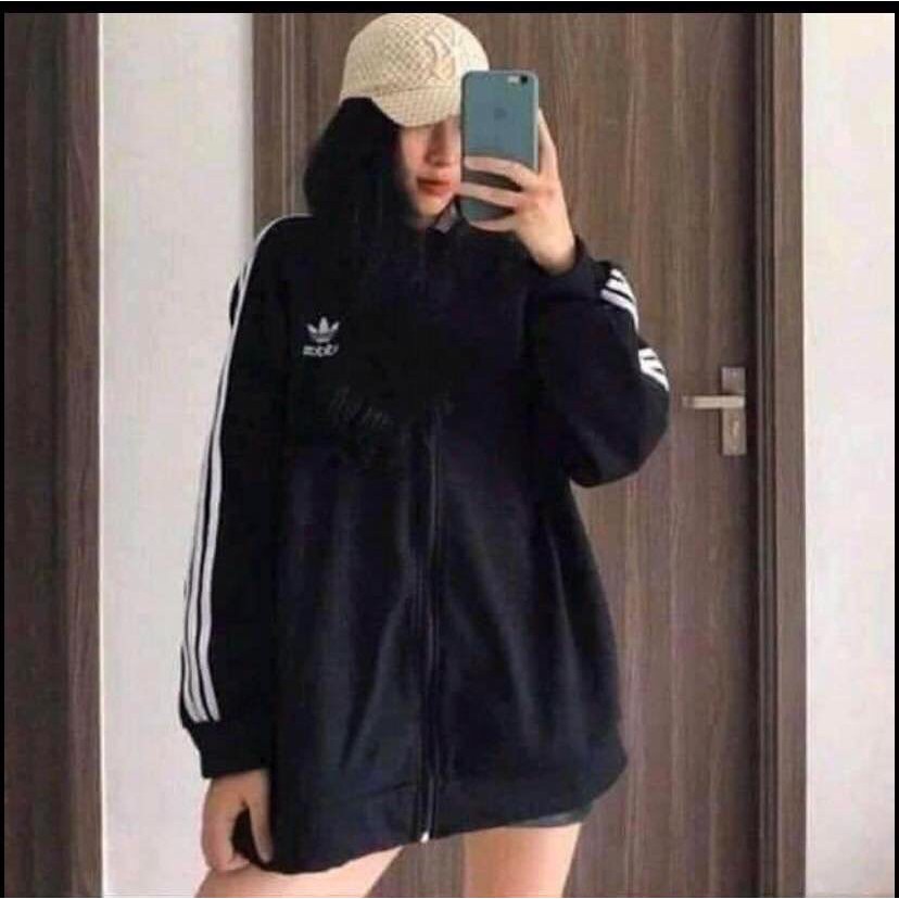 Áo khoác nỉ unisex form rộng- Áo nỉ khoá Adidas SIÊU HOT kẻ sọc | BigBuy360 - bigbuy360.vn