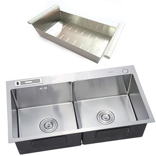Chậu rửa chén handmade inox sus 304 eurolife c21 + rổinox handmade eurolife el-c22