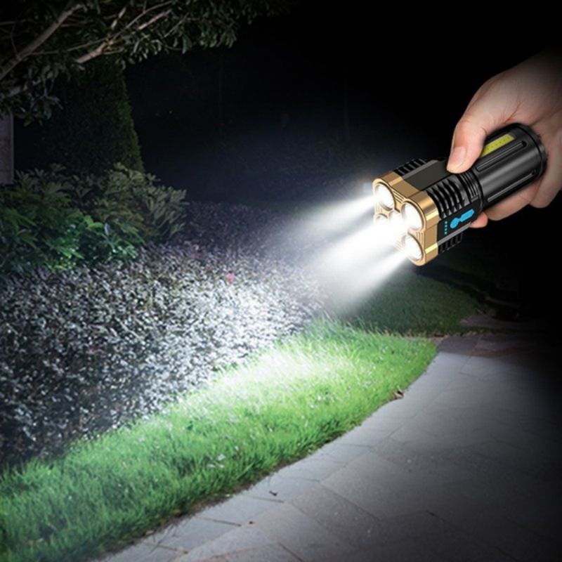 Đèn Pin Cầm Tay 5Led COB / 4 Chế Độ Sáng Cao Lumen Chống Nước Có Cổng Sạc USB Đa Ứng Dụng