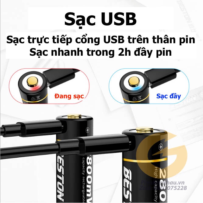 Pin sạc AA 1.5v Beston sạc trực tiếp trên pin 2220mWh - 2800mWh - 3500mWh - Bảo hành 1 đổi 1 trong 1 tháng