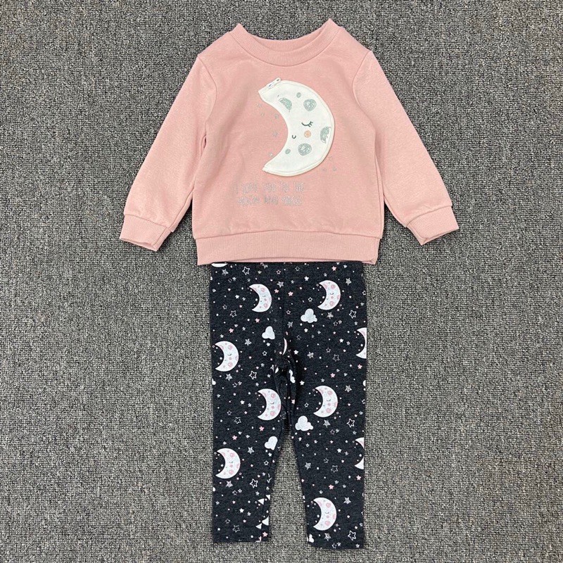 Bộ nỉ Primark áo nỉ bông + quần legging bé gái