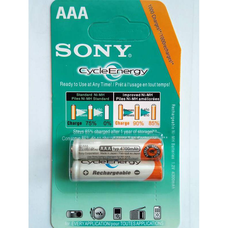 1 vỉ 2 viên pin sạc AAA nhỏ 4300mah - pin 3a tốt