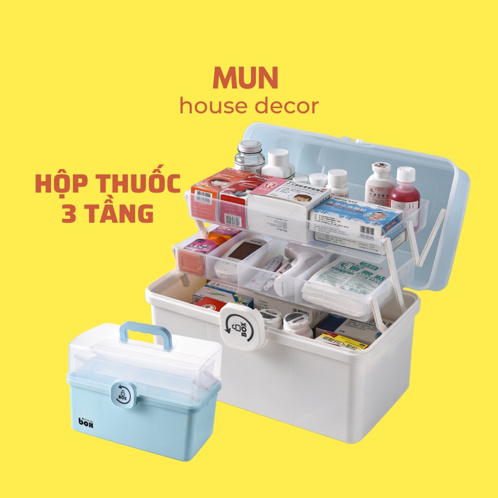 Hộp đựng thuốc gia đình 3 tầng MUN loại hộp to 3 tầng