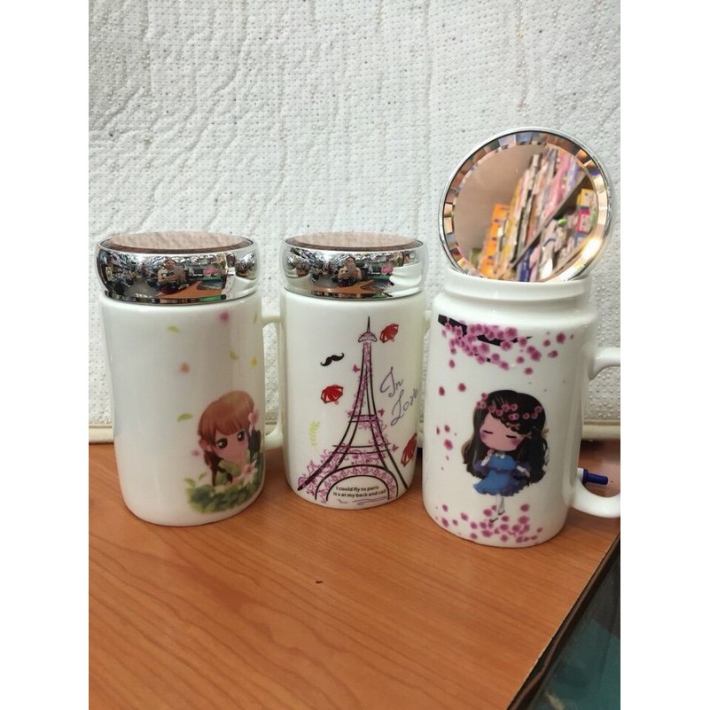 Ly sứ giữ nhiệt có nắp đậy cao cấp