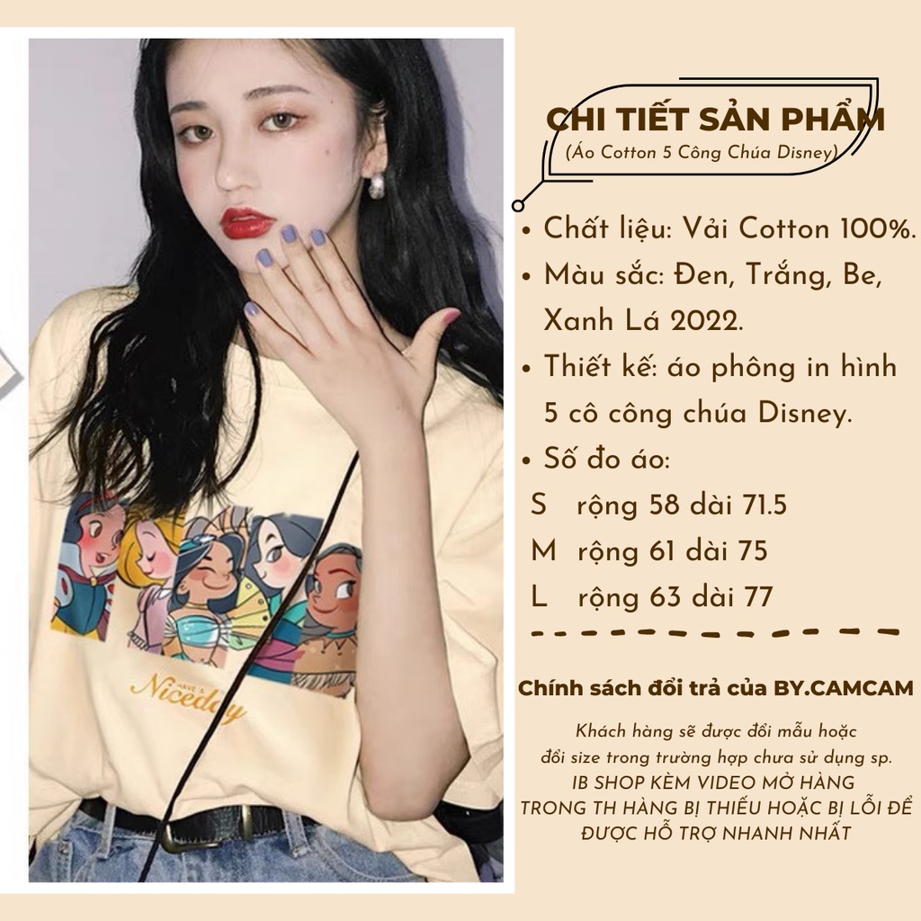 Áo Thun Nữ Tay Lỡ Công Chúa Disney 100% Cotton 2023 𝘽𝙮.𝘾𝙖𝙢𝙘𝙖𝙢