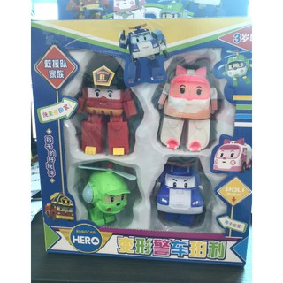 Bộ 4 xe biến hình Robocar đội cứu hộ phim hoạt hình Poli và những người bạn Poli - Roy - Amber - Heli