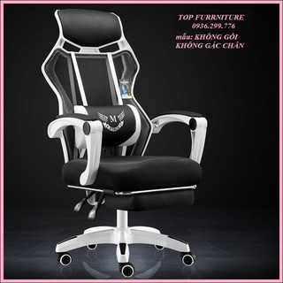 re0575 Ghế xoay văn phòng gaming thiết kế hiện đại nghiêng góc 155 độ có gác chân cực đẹp đen trắng