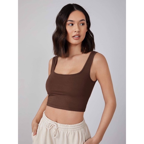Áo croptop tanktop ba lỗ cổ vuông ôm body - Basic Solid Tank Top • Storenyy