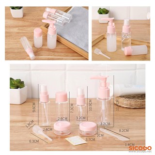 Combo 2 bộ chiết mỹ phẩm 7 và 9 món du lịch chuyên nghiệp Sicogo