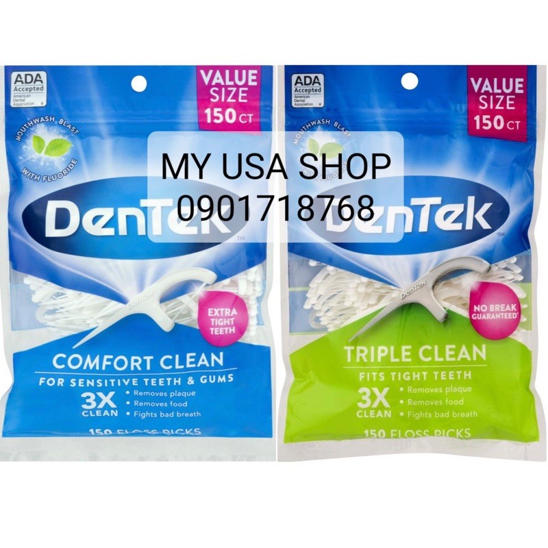 Tăm chỉ nha khoa Dentek ❤ Chỉ nha khoa DenTek Comfort Clean For Sensitive Teeth &amp; Gums/Triple Clean