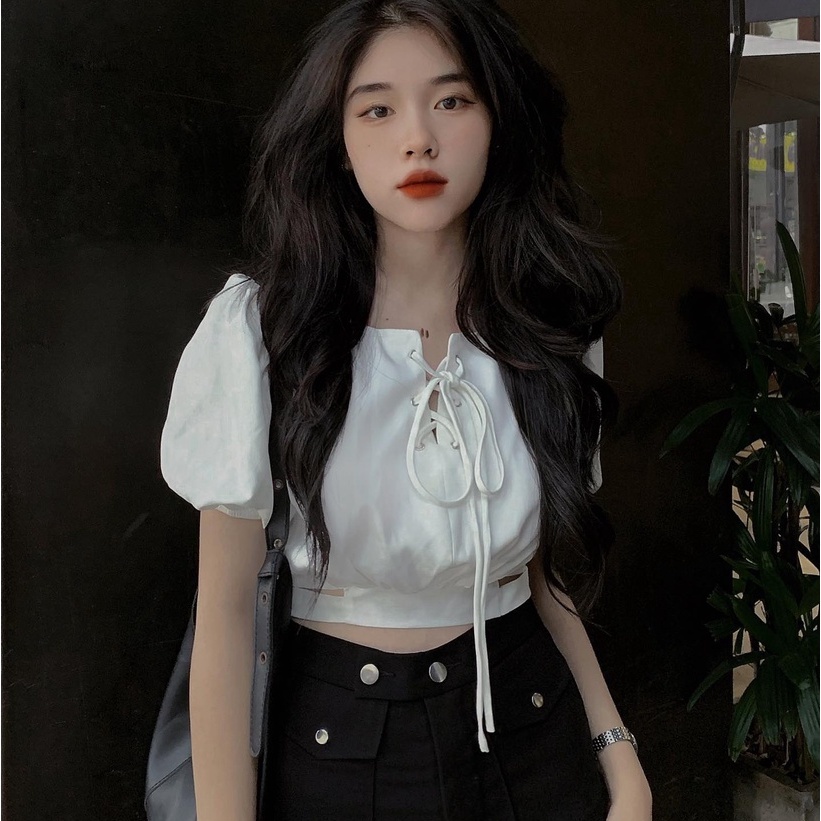 THE FANCE | Áo croptop thắt dây eo vải chống nhăn tôn dáng SAILOR MOON