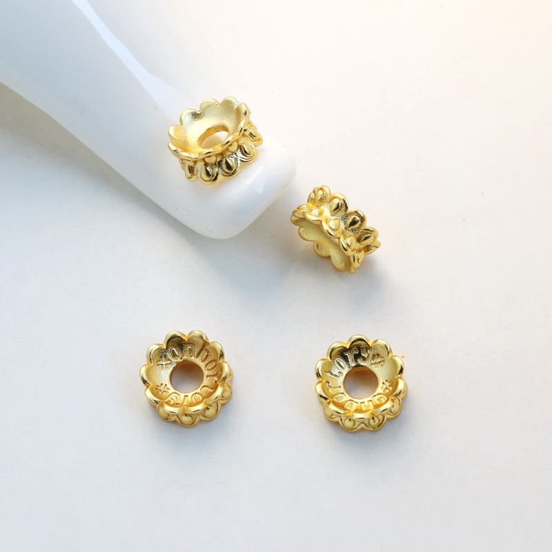 Hạt Xâu Làm Trang Sức Thủ Công Hai Mặt Màu Vàng Đồng 18K Lỗ Lớn diy