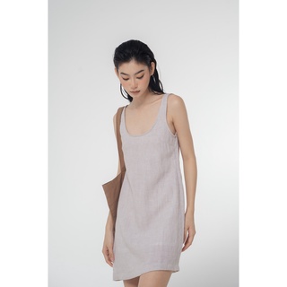 Amegon đầm trơn không tay linen tank dress