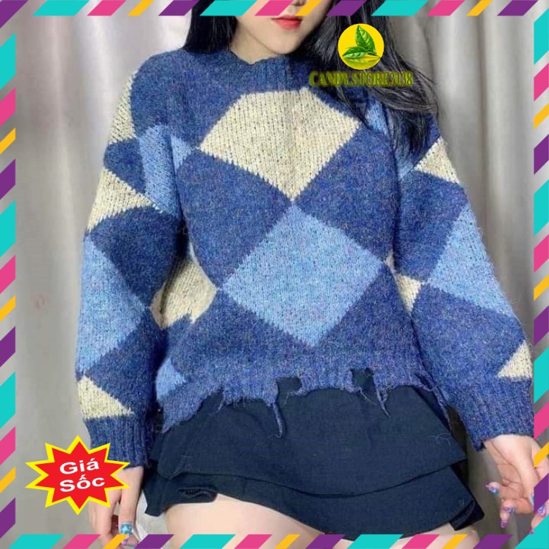 Áo Len Nữ Form rộng Hàn Quốc - Áo len nữ Tay dài Cổ tròn Mùa Đông Siêu Hot Candy.store3138