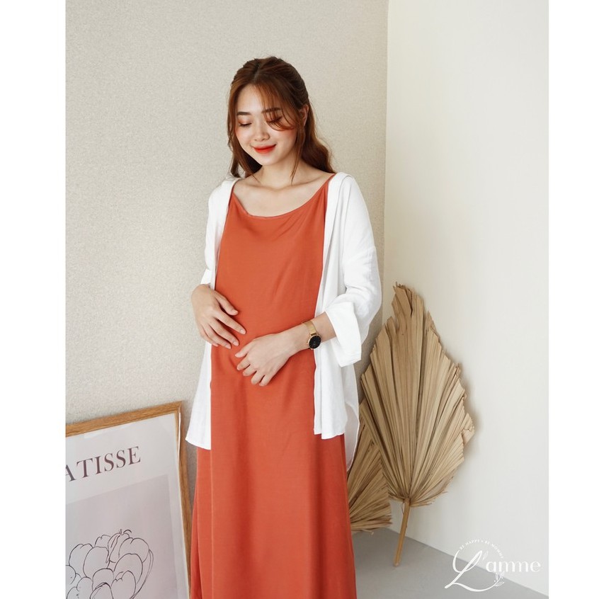 Đầm Bầu Đẹp Hai Dây Cami Dress Chất Lụa Không Nhăn Thoáng Mát By LAMME