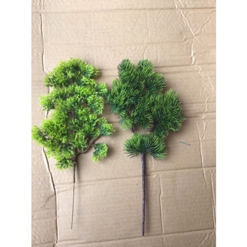 Ảnh thật-Cành tùng giả, cành thông làm cây trang trí,cụm lá tùng la hán làm cây bonsai,decor tiểu cảnh 2 mẫu
