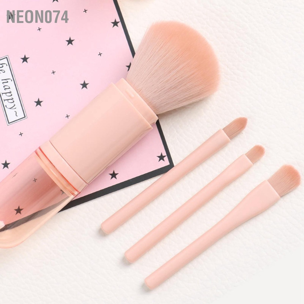 Neon074 Bộ cọ trang điểm 4 trong 1 kính viễn vọng Tóc mỹ phẩm xách tay Phấn má hồng cho phấn mắt Dạng bột lỏng Màu da