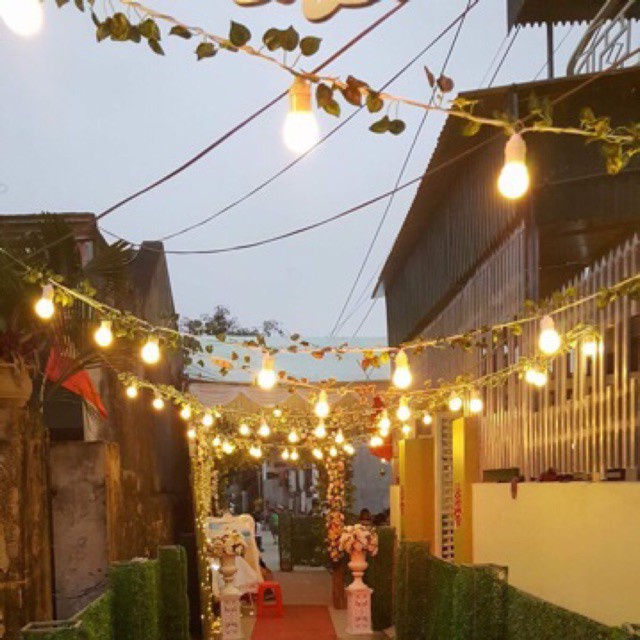 Dây đui đèn trang trí chống nước 10 mét 20 bóng, 5 mét 10 bóng, trang trí quán cà phê, cửa hàng, sân vườn