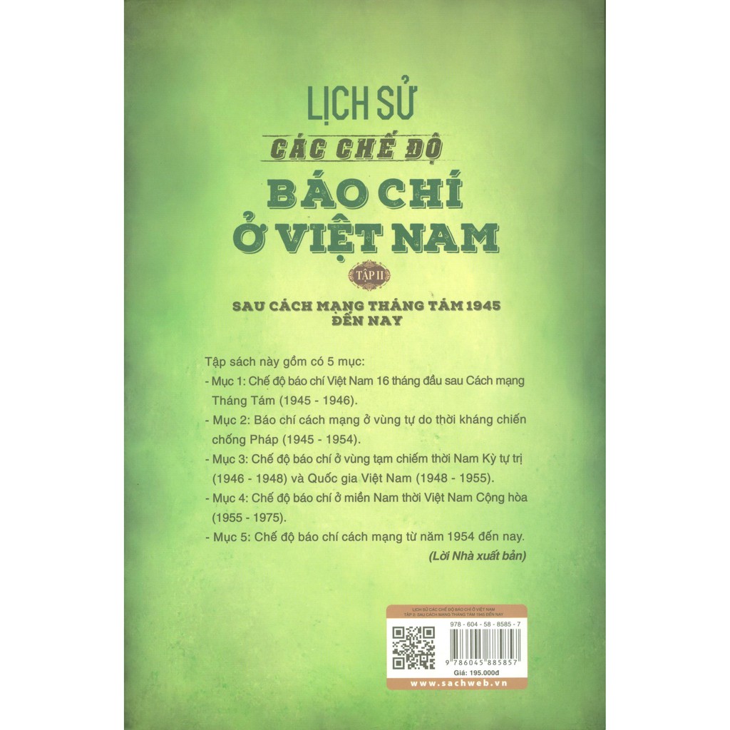 Sách - Lịch Sử Các Chế Độ Báo Chí Ở Việt Nam - Tập 2