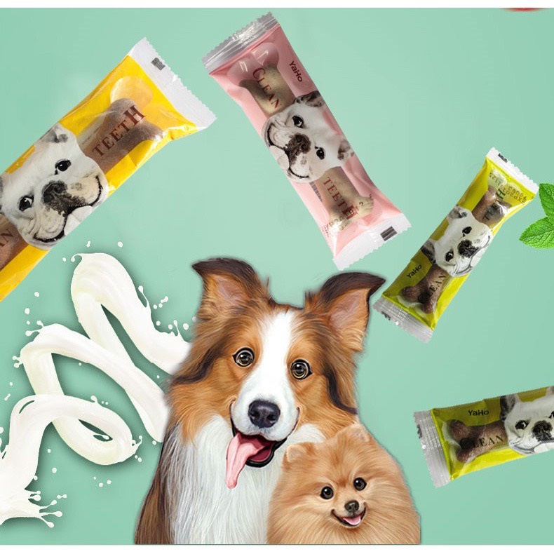 Thức ăn - Xương Gặm cho chó YAHO , giúp sạch răng , thơm miệng , loại bỏ mảng bám ( 3 vị : sữa , bò , gà )