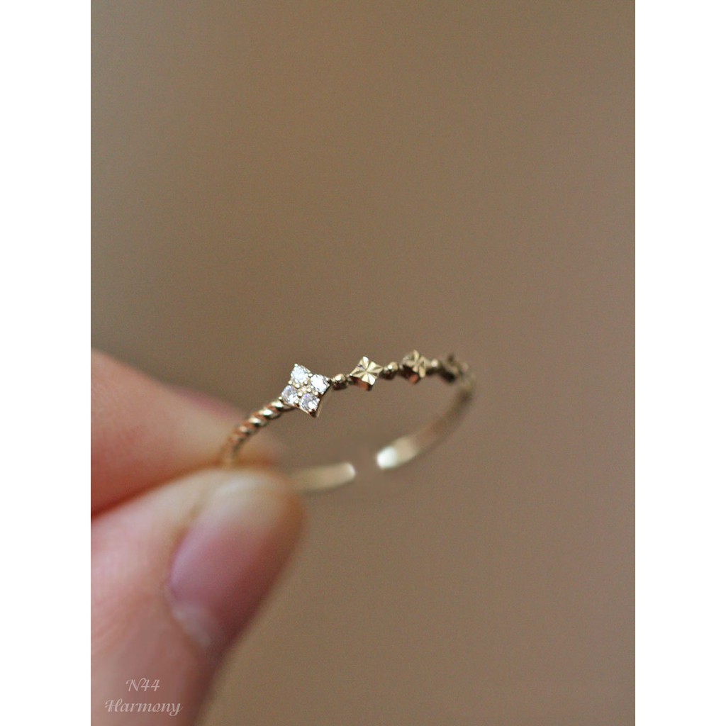 Nhẫn nữ bạc mạ vàng Alice thiết kế đính đá sang chảnh, nữ tính N44| TRANG SỨC BẠC HARMONY