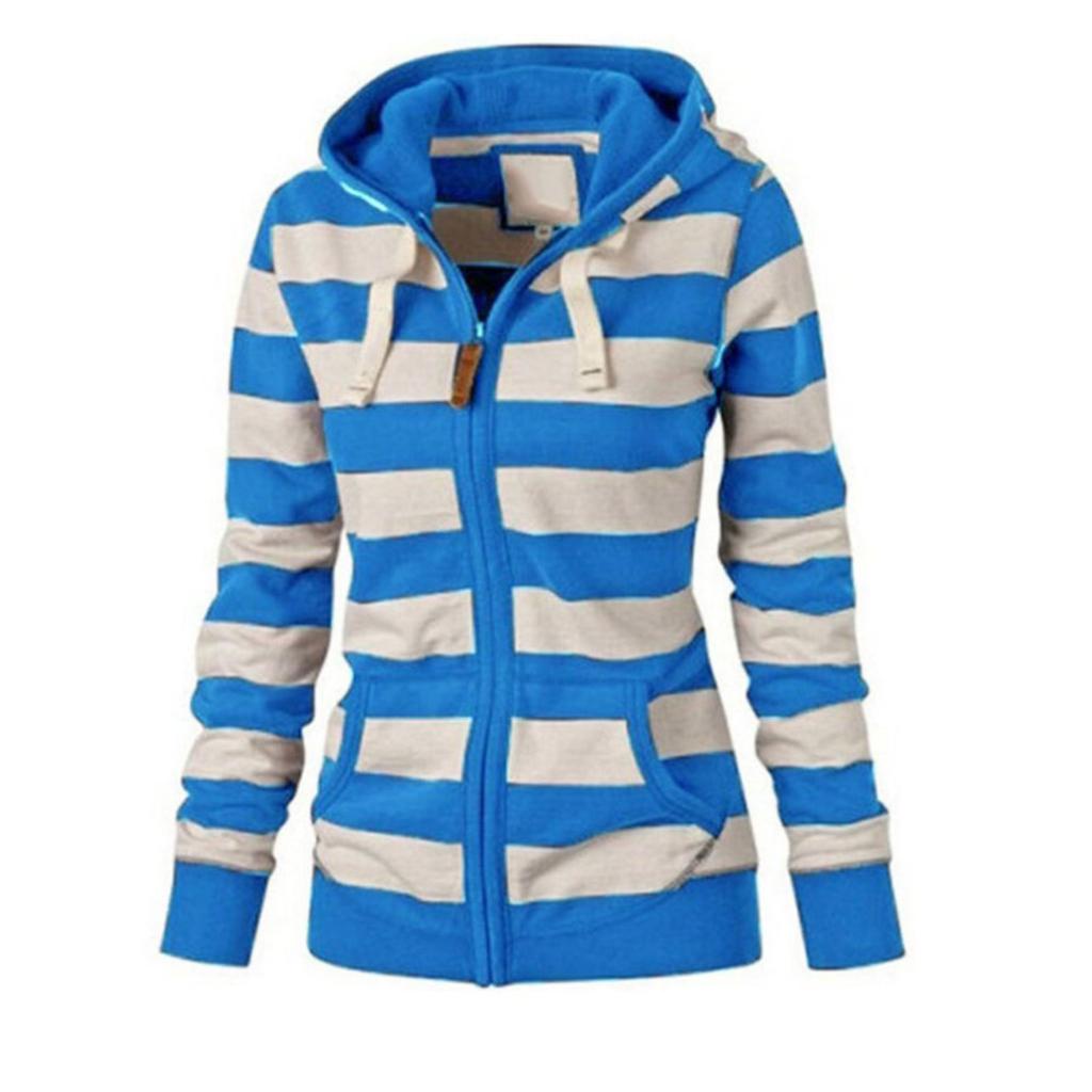 Áo khoác hoodie tay dài vải cotton kẻ sọc thời trang thu đông cá tính