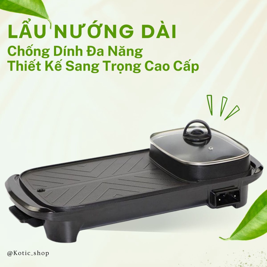 Bếp Lẩu Nướng 2 Ngăn Đa Năng Cao Cấp Nồi Lẩu Nướng 2 In1 Chống Dính Tiết Kiệm Điện Năng Cho 5-6 Người Ăn Kotic_shop