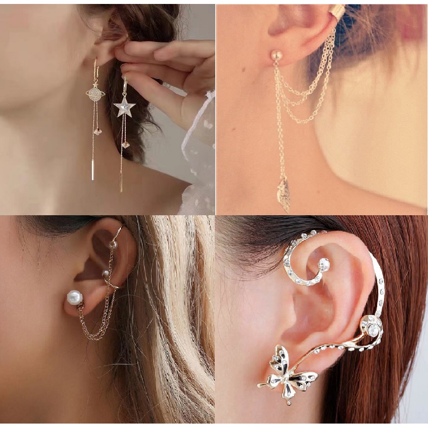 Khuyên Tai Tua Rua Dáng Dài Hình Bướm Màu Vàng Thời Trang Sang Trọng Cho Nữ