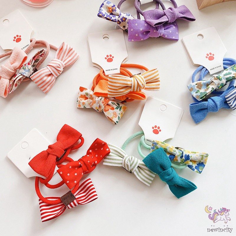 Băng Đô Nơ In Họa Tiết Hoa Nhiều Màu Sắc Phong Cách Hàn Quốc Cho Bé Gái