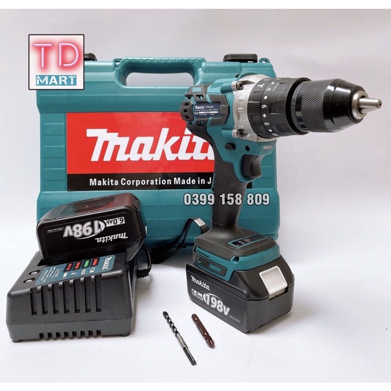 Máy khoan pin cầm tay Makita 198v tặng kem 2 pin sạc