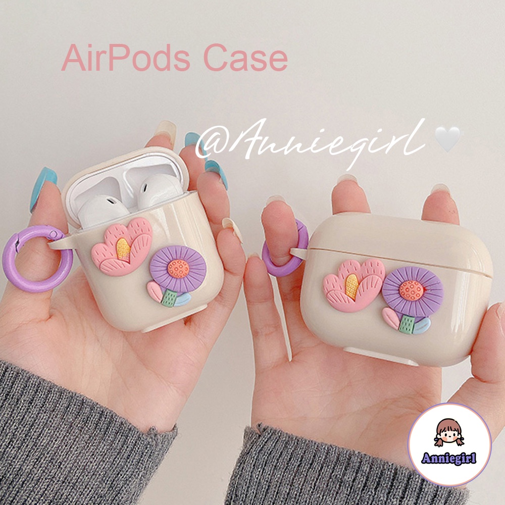 Vỏ Bảo Vệ Hộp Sạc Tai nghe không dây Airpods 1/2/3/pro Hình Hoa Đào Mùa Hè 3D