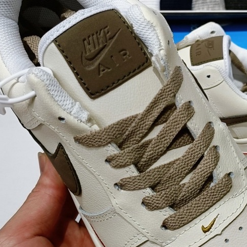 Giày AF1 vệt nâu trắng dành cho nam nữ bản trung, full box bill