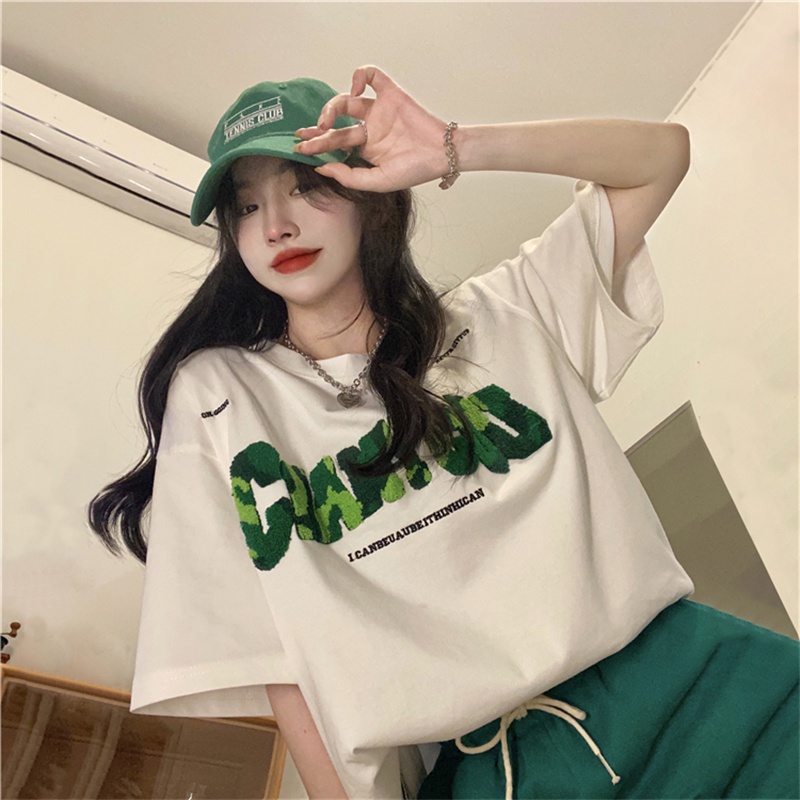 Áo Thun Nữ Ngắn Tay In Chữ Thời Trang Hàn Quốc