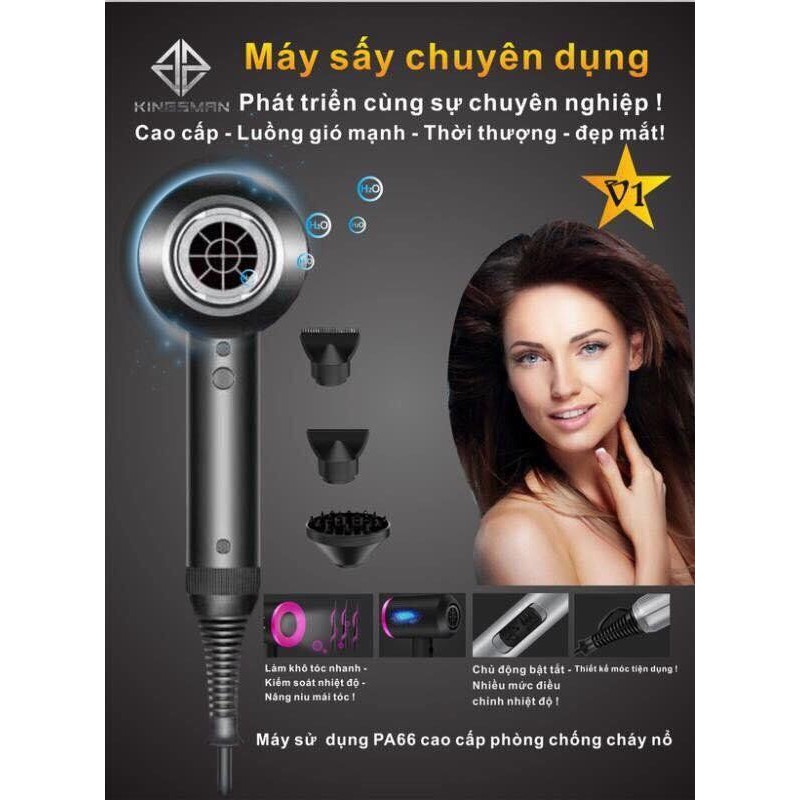 Máy sấy tóc cao cấp Kingsman - máy sấy búa công nghệ Ionic