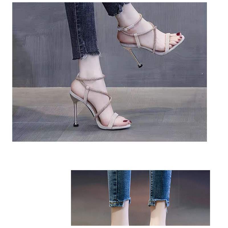 Giày Sandal 8cm Quai Chéo Phong Cách Thời Trang Hàn Quốc