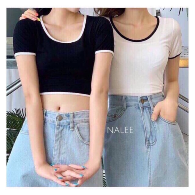 Áo Croptop thun viền