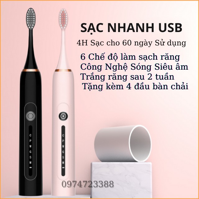 Bàn Chải điện Sonic X7 Bản nâng cấp Sóng Âm cho Trẻ Em, Người Lớn, Nội địa Trung Quốc Giá Rẻ Tốt nhất