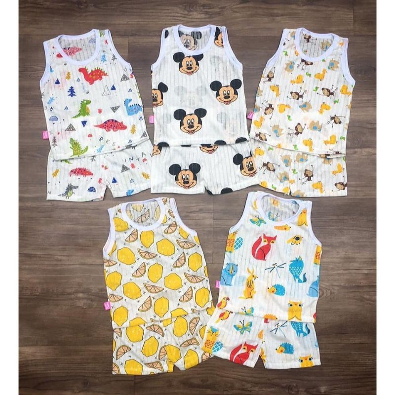Bộ BA LỖ cotton giấy cho bé mềm và thoáng mát, 4-14kg